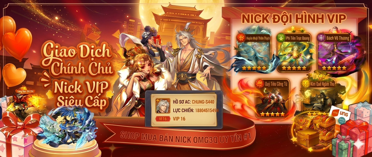 Banner giao dịch chính chủ acc VIP OMG3Q Shop